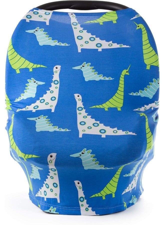 JumpOff Jo - Multifunctional 5-in-1 Cover - Car Seat Canopy, Breastfeeding Cover, Stroller, Highchair, Lounger, Shopping Cart Cover & Baby Blanket, Newborn Essentials - Dinosaurs - Image 2