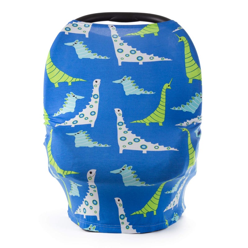 JumpOff Jo - Multifunctional 5-in-1 Cover - Car Seat Canopy, Breastfeeding Cover, Stroller, Highchair, Lounger, Shopping Cart Cover & Baby Blanket, Newborn Essentials - Dinosaurs - Image 1
