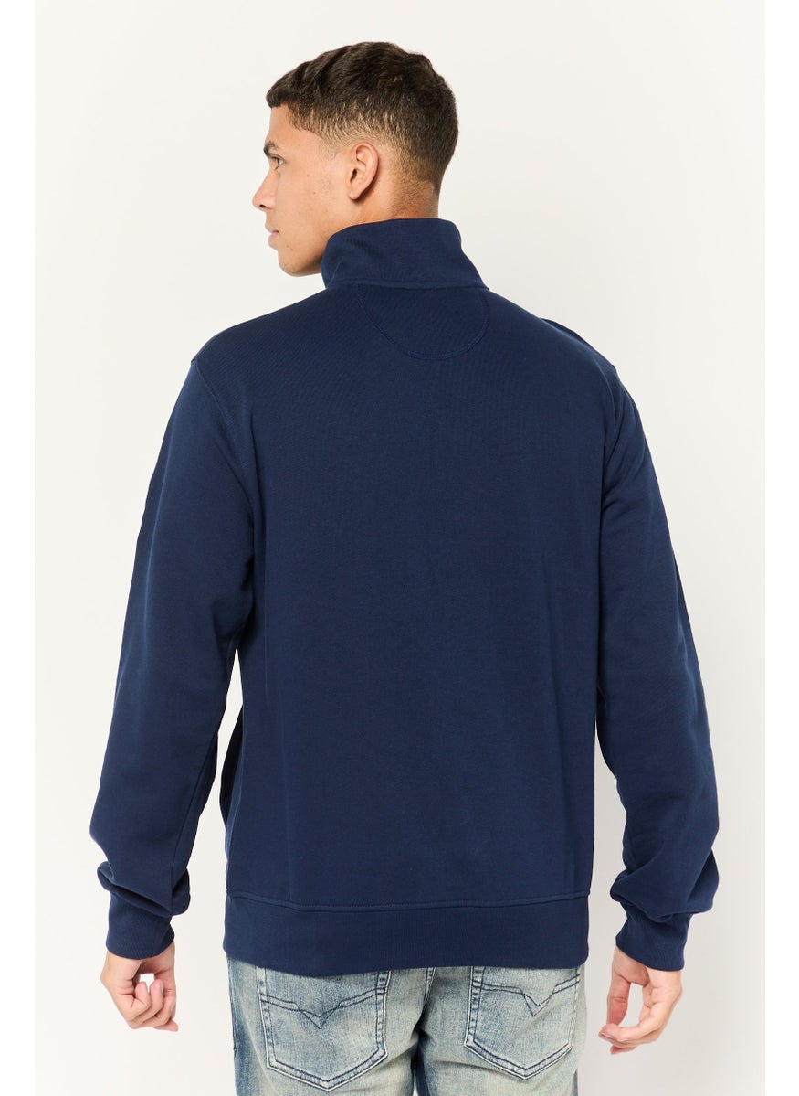 La Martina Men High Neck Long Sleeve Embroidered Logo Sweatshirt, Navy  - Image 4
