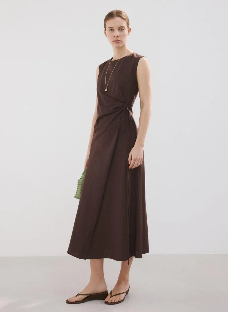 MANGO  Wrap midi-dress with knot for Women | Best Price UAE