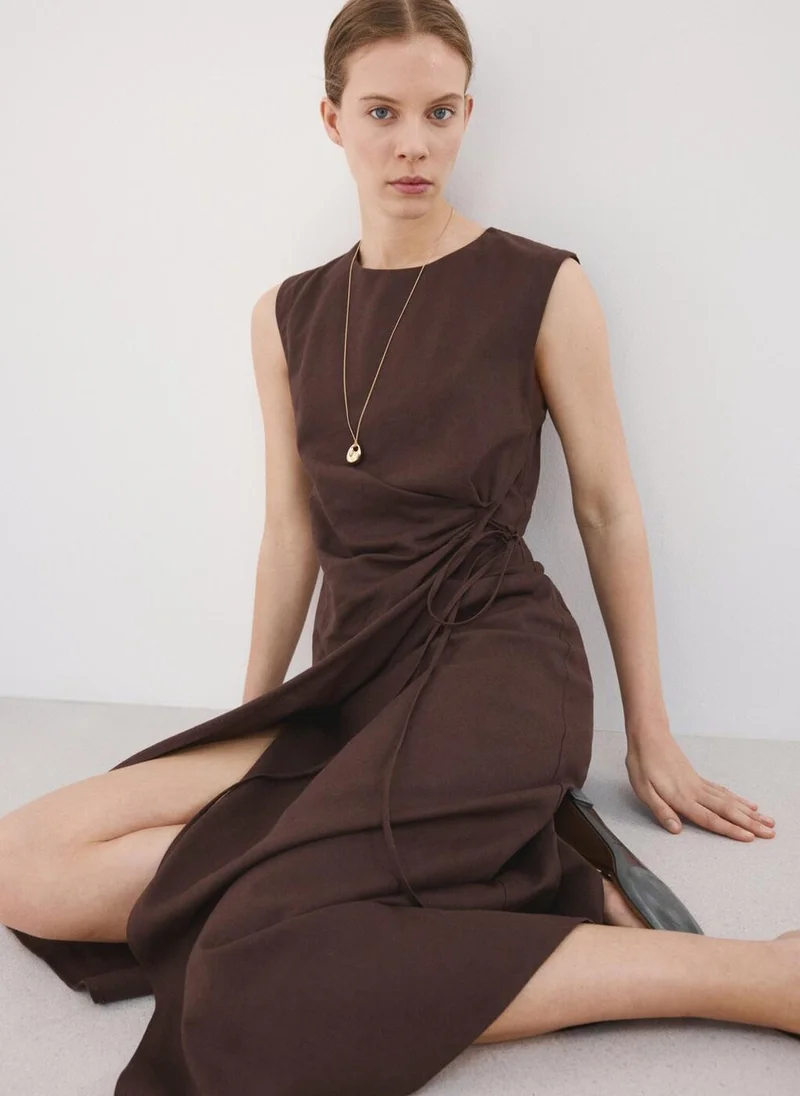 MANGO  Wrap midi-dress with knot for Women | Best Price UAE