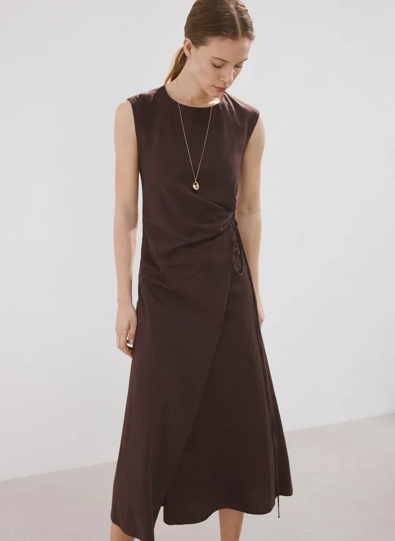 MANGO Wrap midi-dress with knot