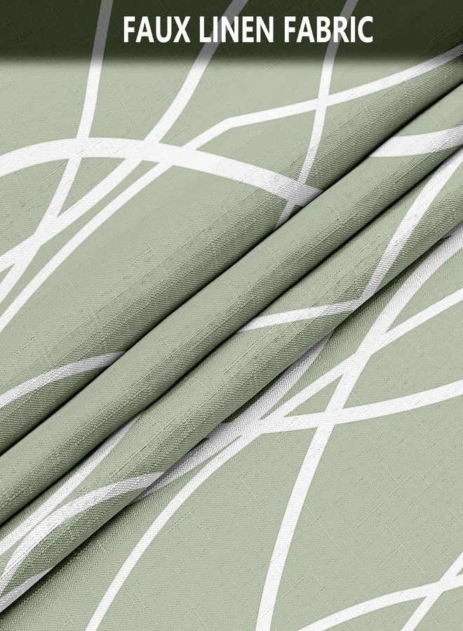 Tititex Morden 140gms Faux Linen Fabric Bath Shower Curtain Set Textured Fabric with Sage White Curve Pattern 72x72 Inch Water Resistant Bathroom Curtains, Weighted Hem & Hooks for Home/Hotel - Image 3