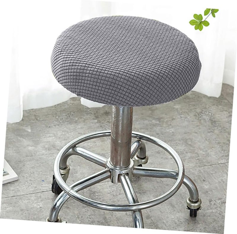 2pcs Elastic Round Stool Covers Bar Stool Seat Protectors Stretch Plush Chair Cushion Covers for Dining Room Chairs Beige Gray - Image 4