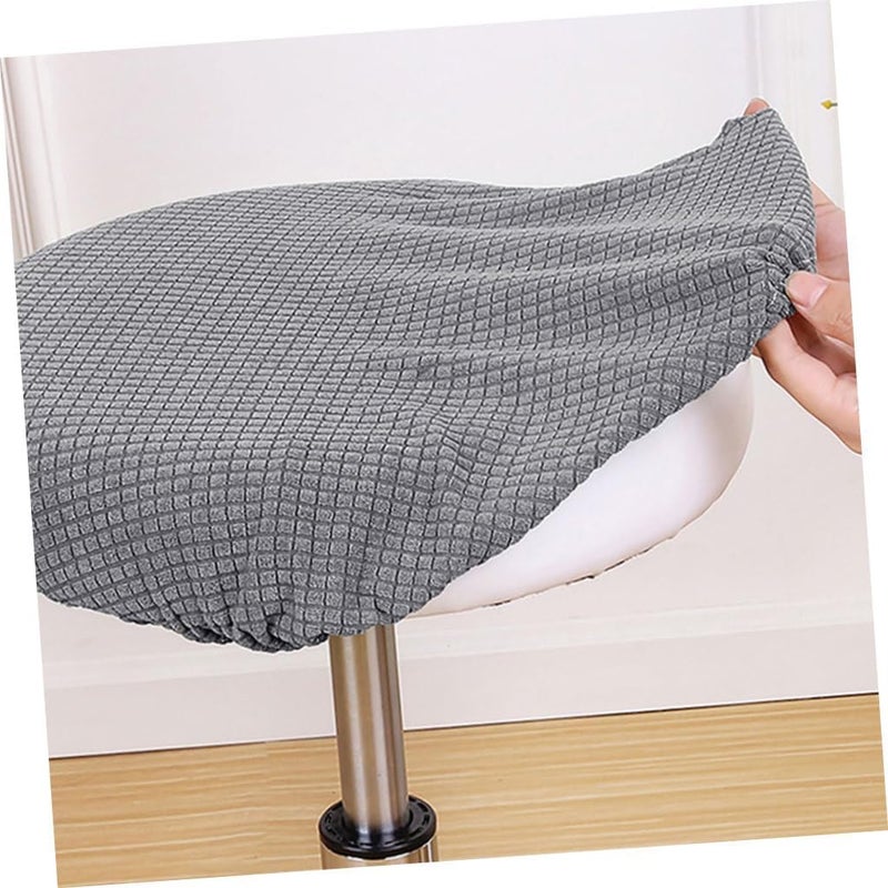 2pcs Elastic Round Stool Covers Bar Stool Seat Protectors Stretch Plush Chair Cushion Covers for Dining Room Chairs Beige Gray - Image 5