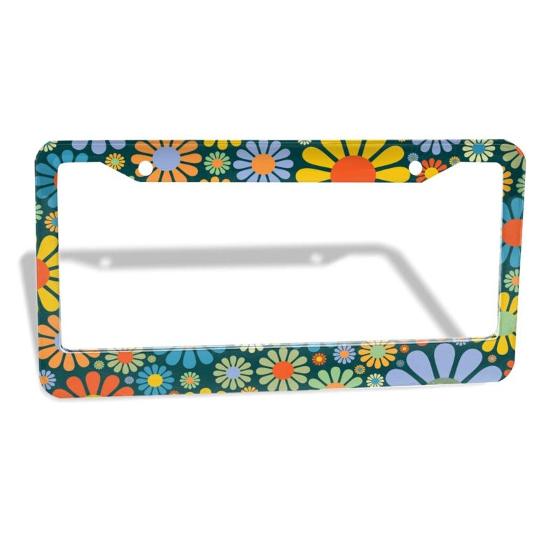 NEWCOCO Customized License Plate Frame 126 inch American and Canadian Standard License Plate is Applicable Abstract Hippie Flower