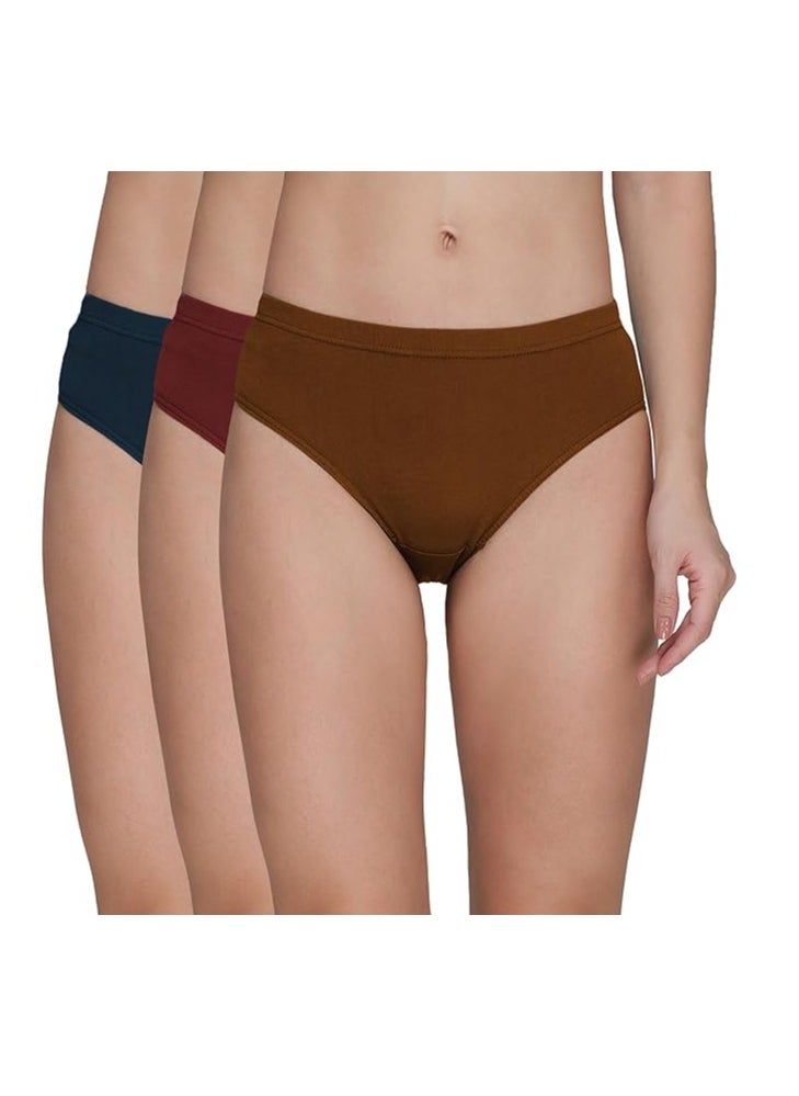 Amul comfy Pure Cotton Soft Light Weight Solid Women Panty |Pack of 3| Assorted Color  - Image 1