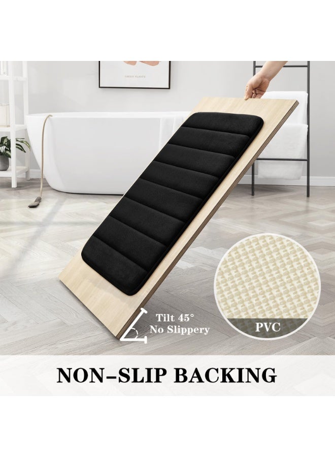 طقم سجادة حمام من رغوة الذاكرة السوداء 3 قطع، غير قابل للانزلاق، ناعمة جداً، ماصة وقابلة للغسل والتجفيف - Image 4