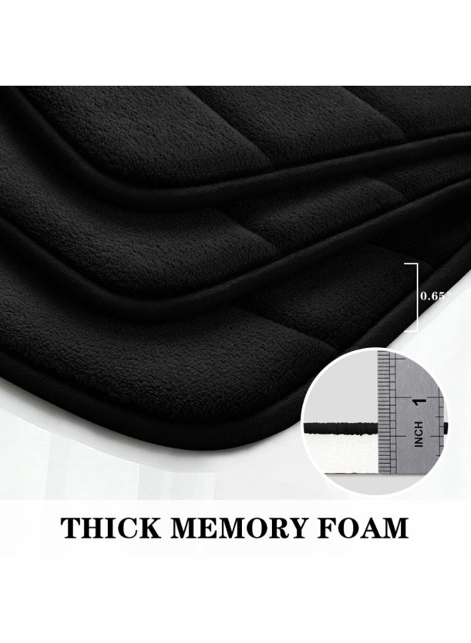 طقم سجادة حمام من رغوة الذاكرة السوداء 3 قطع، غير قابل للانزلاق، ناعمة جداً، ماصة وقابلة للغسل والتجفيف - Image 5