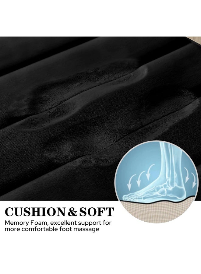 طقم سجادة حمام من رغوة الذاكرة السوداء 3 قطع، غير قابل للانزلاق، ناعمة جداً، ماصة وقابلة للغسل والتجفيف - Image 3