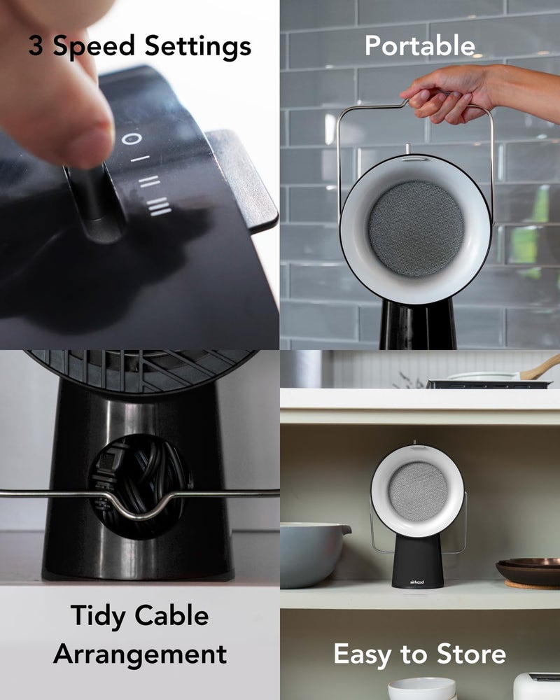 AirHood Wired Range Hood | Portable Kitchen Exhaust Fan with 2 Activated Charcoal Air Filter & Stainless-steel Oil Filter | Easy to Clean - Ideal for Indoor Cooktop Use (Space Black) - Image 3