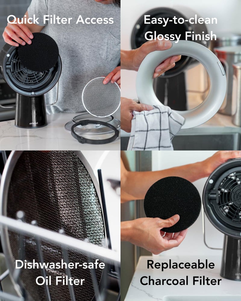 AirHood Wired Range Hood | Portable Kitchen Exhaust Fan with 2 Activated Charcoal Air Filter & Stainless-steel Oil Filter | Easy to Clean - Ideal for Indoor Cooktop Use (Space Black) - Image 4