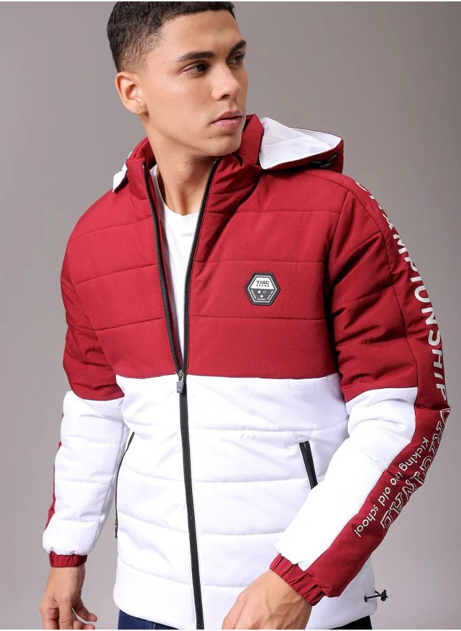 The Indian Garage Co Men Slim Fit Graphic Puffer Jackets