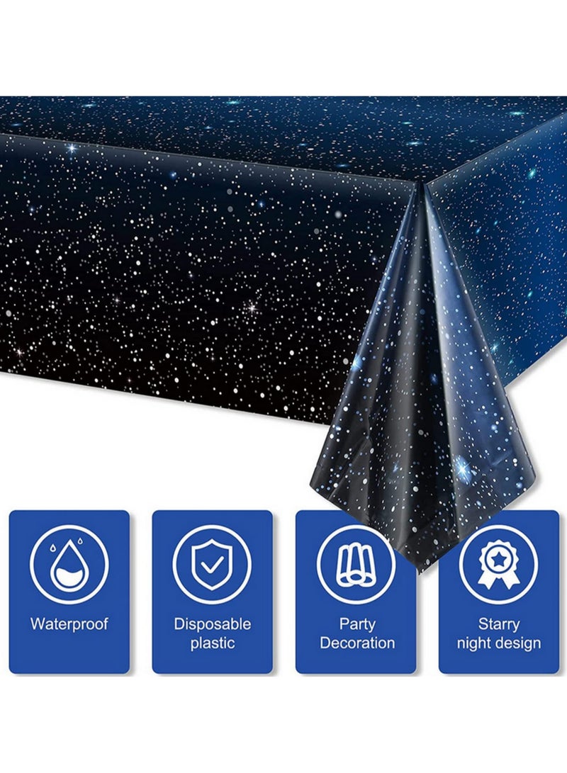 1PCS Space Tablecloth Starry Night Galaxy Theme Plastic Table Cover for Birthday Party Decorations Space Stars Design 137x274cm Party Supplies  - Image 3