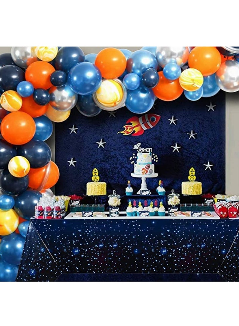 1PCS Space Tablecloth Starry Night Galaxy Theme Plastic Table Cover for Birthday Party Decorations Space Stars Design 137x274cm Party Supplies  - Image 4