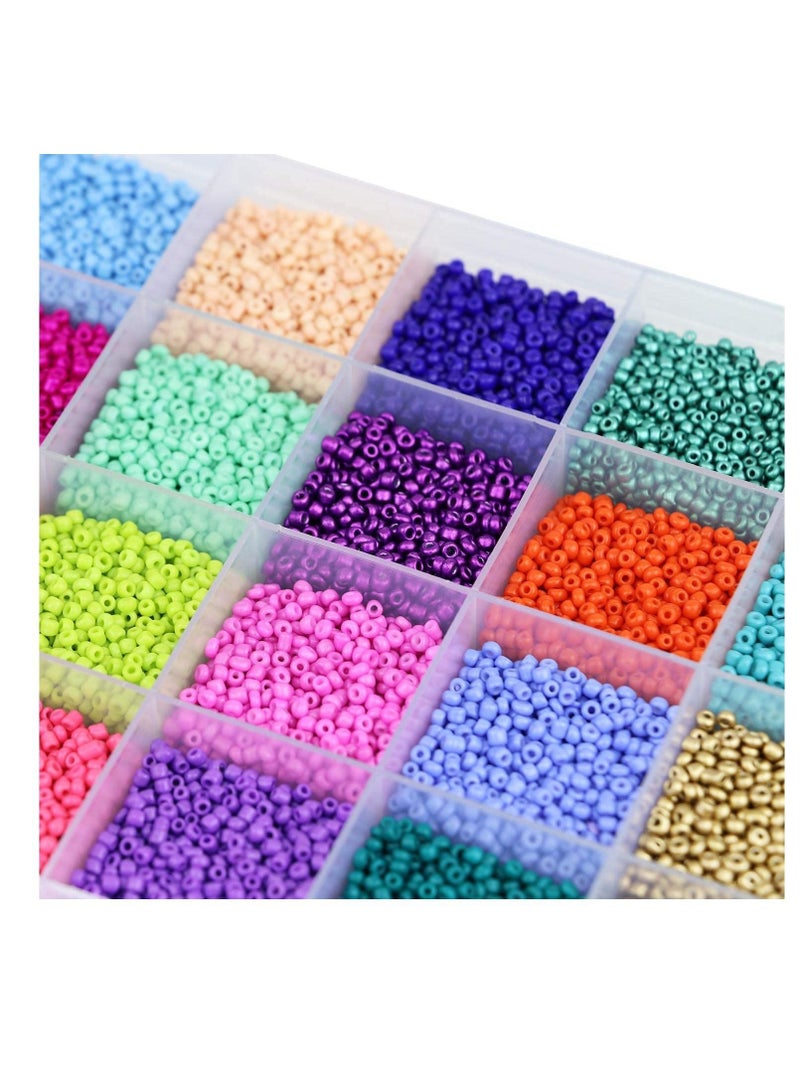 24000 pcs Glass Seed Beads 2MM Small Beads for Jewelry Making 24 Assortment Opaque Color Hole 0.6mm Bracelets Necklaces DIY Crafts Beading Kits