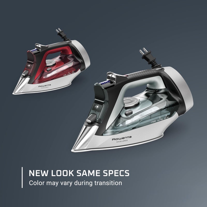 Rowenta Iron, Focus Excellence Stainless Steel Soleplate Steam Iron for Clothes, Retractable Cord, 400+ Microsteam Holes, Powerful steam, LED Display, 1750 W Ironing Clothes, Cordreel, Red DW5433 - Image 2