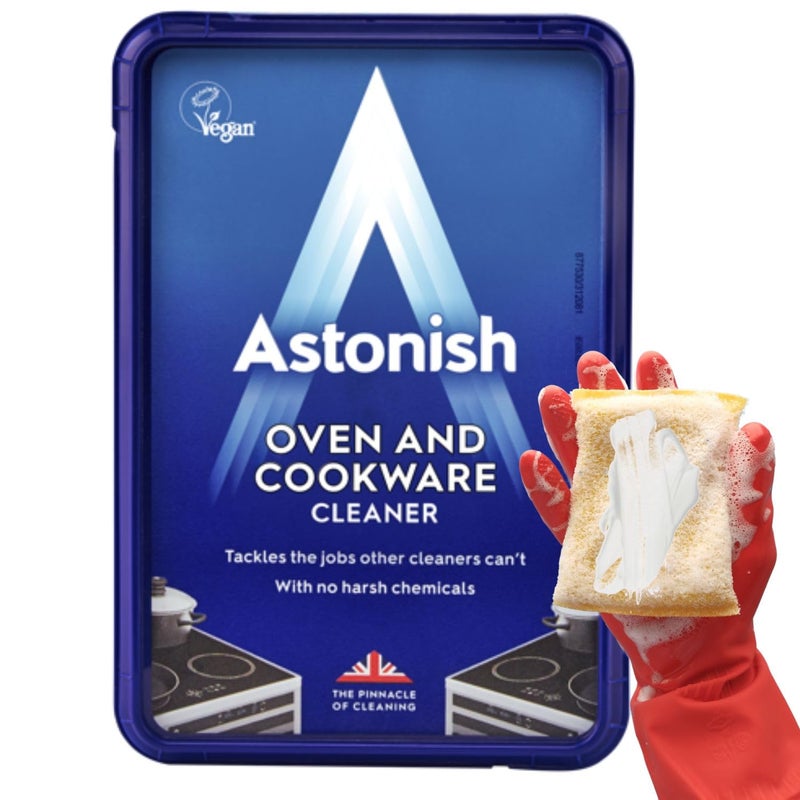 Astonish معجون تنظيف الفرن والأواني من أستونش لزجاج، الأجهزة، السيراميك، سطح الموقد وبايركس - منظف مطبخ متعدد الاستخدامات - مزيل شحوم ثقيل من الفولاذ المقاوم للصدأ يزيل الشحوم والأوساخ المتراكمة 150 جرام - Image 1
