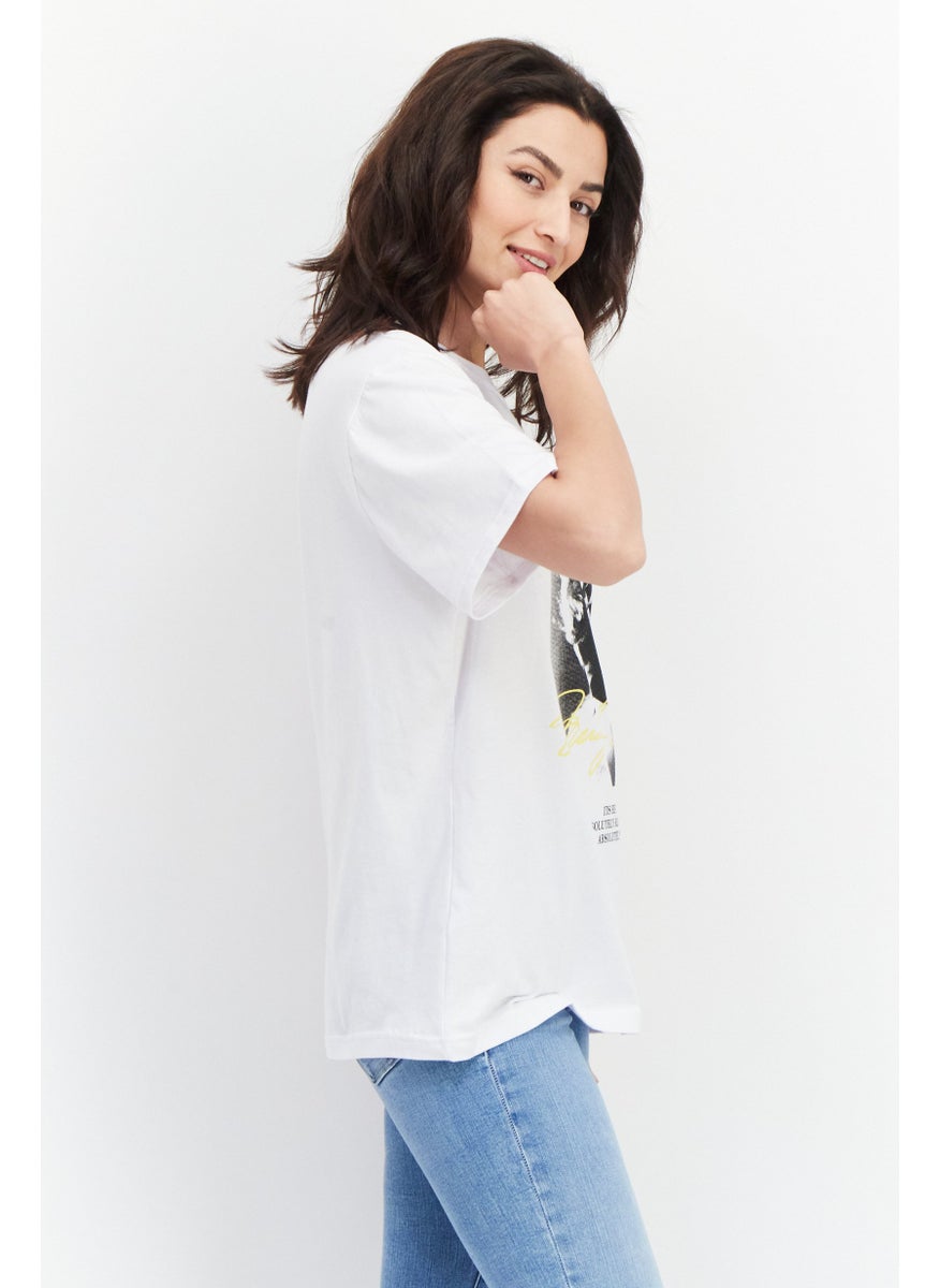 Women Crew Neck Short Sleeve Graphic Print T Shirt, White - pzsku/Z5A36126467B46C11C0DCZ/45/_/1724350921/b3833232-0e5f-4015-b041-3204d3064264