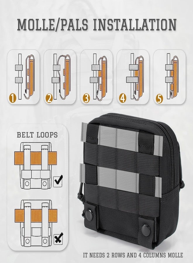CLTAC Tactical Molle Admin Pouch Utility EDC Tool Pouch Bag Horizontal Modular Pouches Include US Flag Patch & D-Ring - Image 3