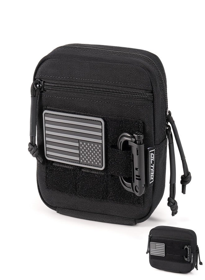 CLTAC Tactical Molle Admin Pouch Utility EDC Tool Pouch Bag Horizontal Modular Pouches Include US Flag Patch & D-Ring - Image 1