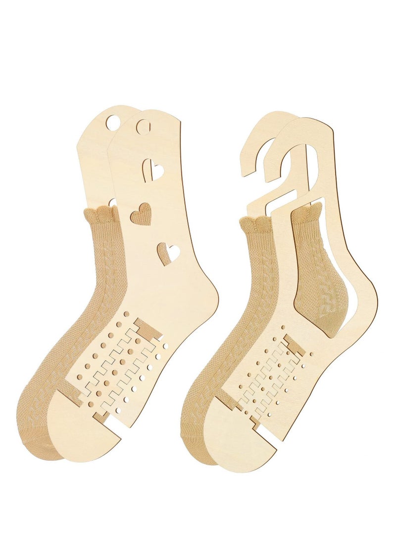 SYOSI Wooden Sock Blockers for Knitting, Adjustable Blocker Knitting Crochet Stocking Display Molds Knit Form Stretchers (4 Pieces) - Image 1