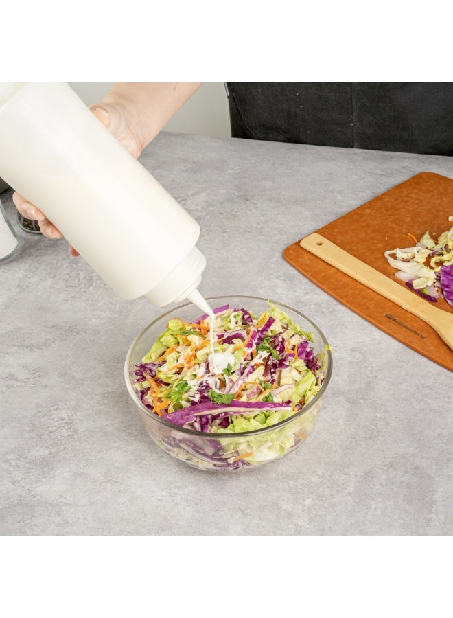 Restaurantware 32 Ounce Condiment Squeeze Bottle, 1 Refillable Lid FIFO Squeeze Bottle - Precison Dispensing Tip, Flexible, Clear Plastic Squeeze Bottle For Sauces, For Sauces, Spreads, Or Condiments - Image 5