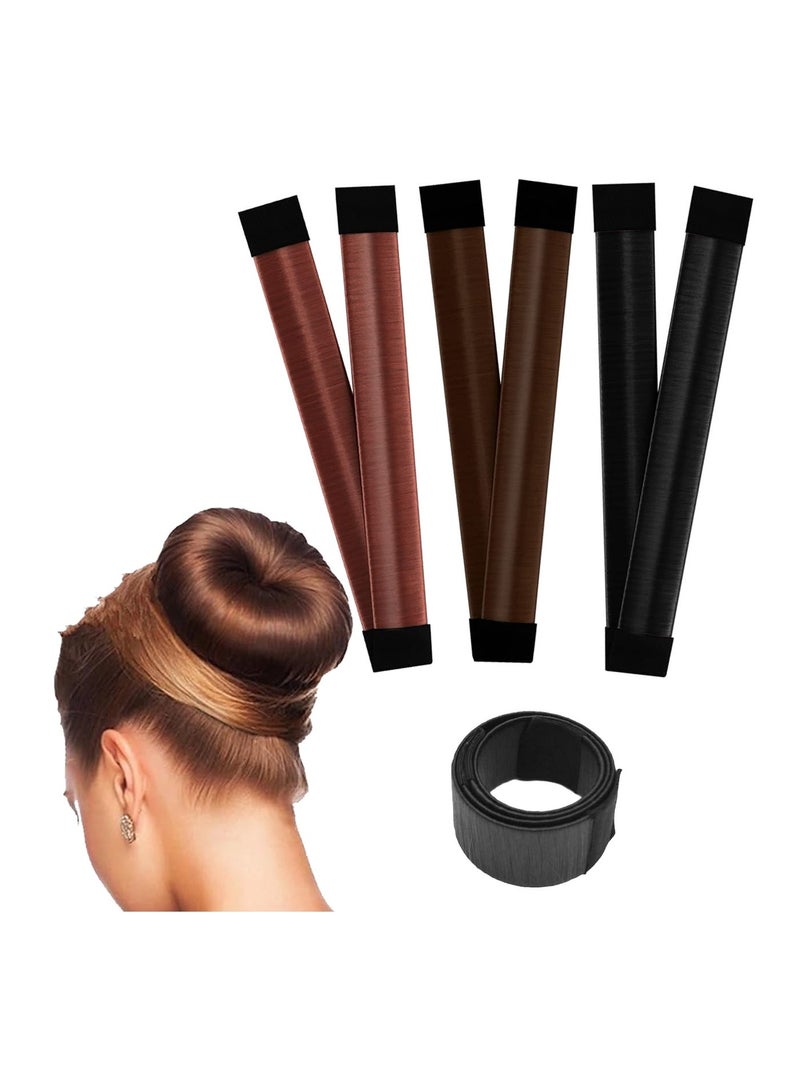 طقم صانعة كعكة الشعر، 6 قطع، لف الشعر على شكل كعكة دونات فرنسية مطوية الشعر للنساء والأطفال - Image 1