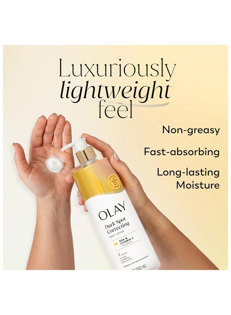 Olay Body Lotion for Women, Brightening with Vitamin C Serum, Visibly Bright & Radiant Skin, 24hr Moisture & Hydration, Fast Absorbing Formula, Vitamin B3 Complex, For All Skin Types, 17 fl oz, 502ml - Image 4