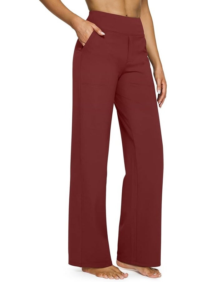 NIBEMINENT Yoga Pants Women Wide Leg Pants with Pockets High Waist Stretch Dress Casual Sweatpants Petite/Regular/Tall - Image 1