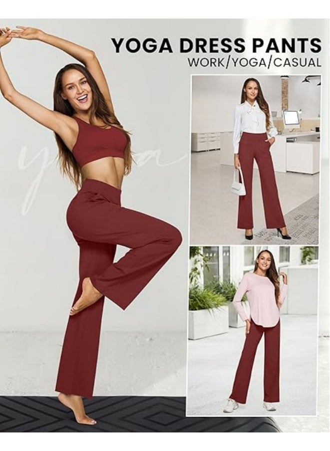NIBEMINENT Yoga Pants Women Wide Leg Pants with Pockets High Waist Stretch Dress Casual Sweatpants Petite/Regular/Tall - Image 3