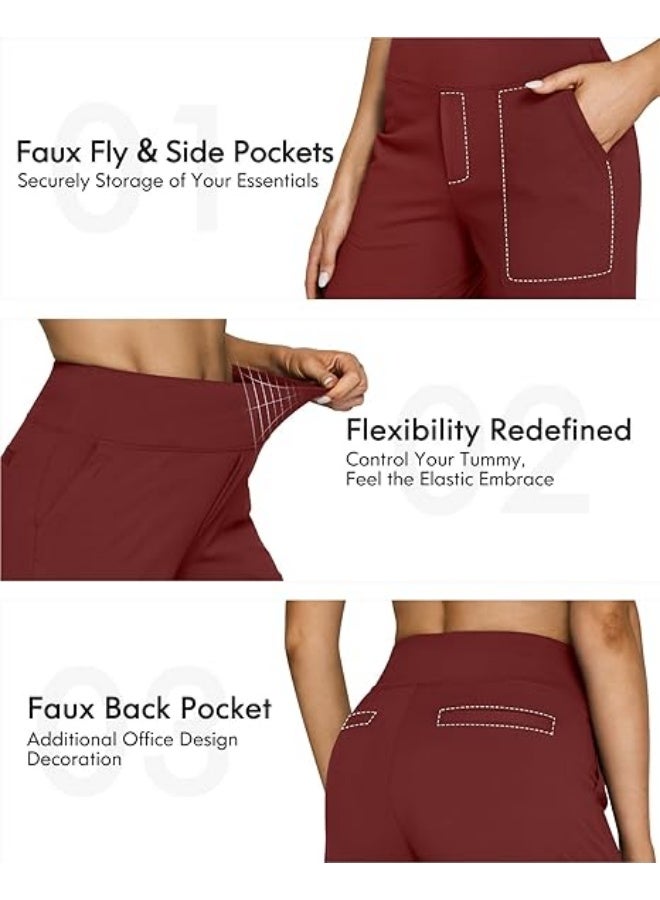 NIBEMINENT Yoga Pants Women Wide Leg Pants with Pockets High Waist Stretch Dress Casual Sweatpants Petite/Regular/Tall - Image 4