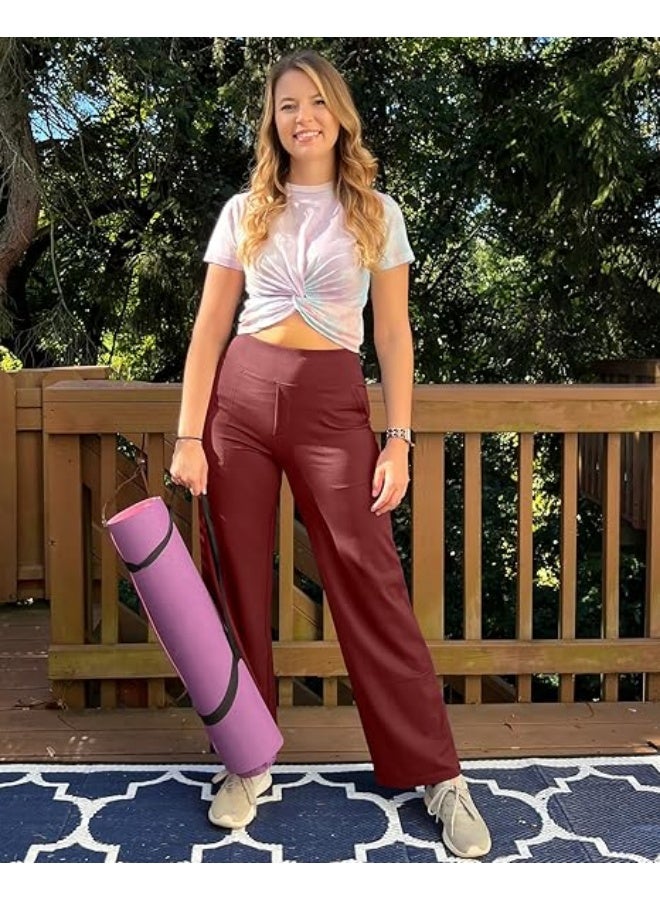 NIBEMINENT Yoga Pants Women Wide Leg Pants with Pockets High Waist Stretch Dress Casual Sweatpants Petite/Regular/Tall - Image 2