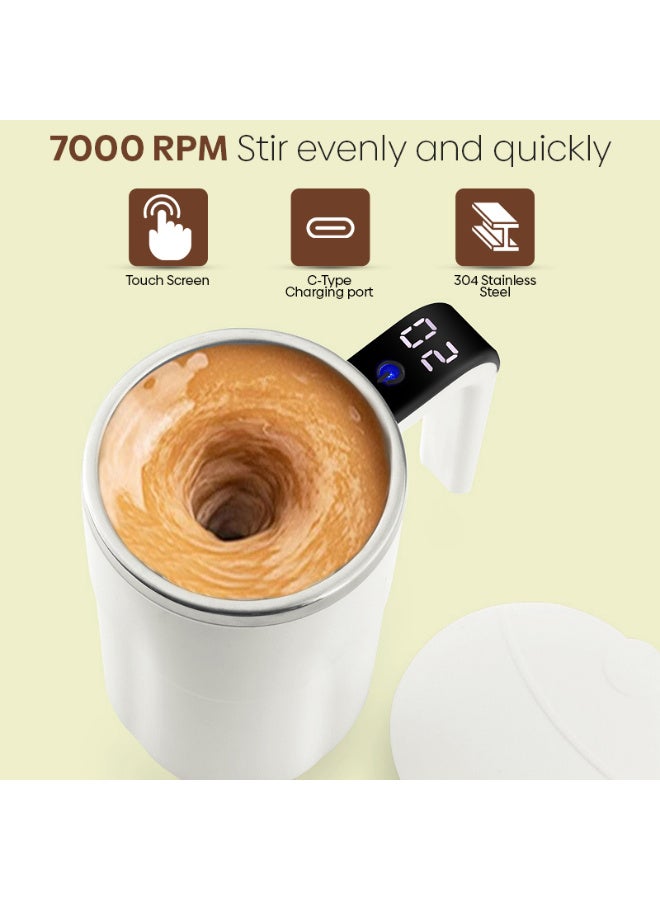 أرابيكو كوب قهوة ذاتي التحريك، كوب مغناطيسي قابل لإعادة الشحن مع شاشة عرض درجة الحرارة LED وغطاء، 380 مل (12.85 أونصة) كوب حراري محمول للقهوة والحليب والشاي - كوب سفر أساسي للخريف والشتاء - Image 3