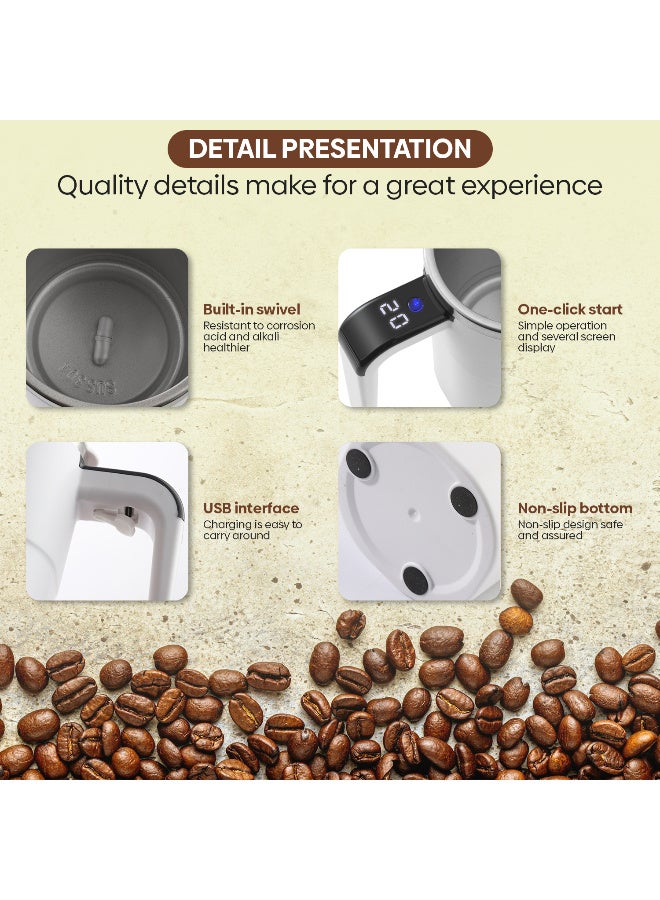 أرابيكو كوب قهوة ذاتي التحريك، كوب مغناطيسي قابل لإعادة الشحن مع شاشة عرض درجة الحرارة LED وغطاء، 380 مل (12.85 أونصة) كوب حراري محمول للقهوة والحليب والشاي - كوب سفر أساسي للخريف والشتاء - Image 5