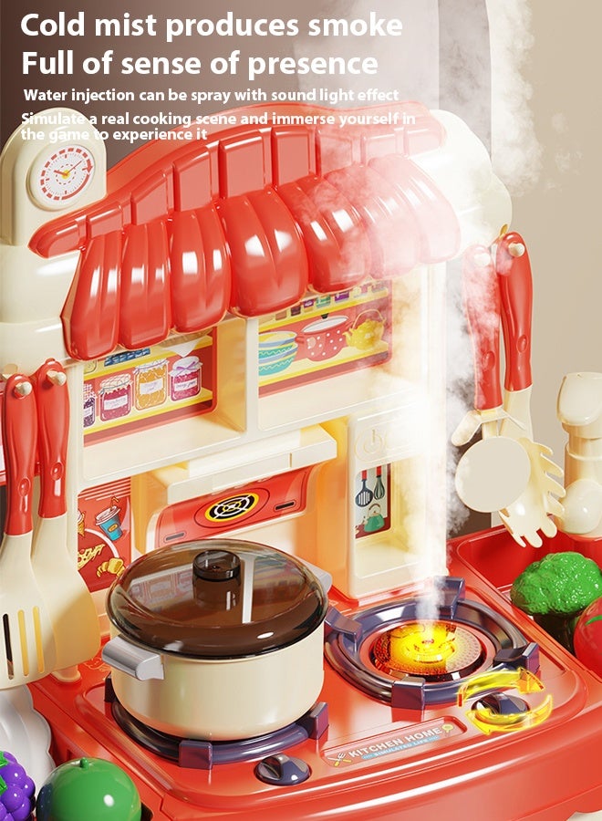 مجموعة ألعاب المطبخ التفاعلية للأطفال مع أضواء وأصوات واقعية - مجموعة طبخ الفاكهة والخضروات والشاي للأطفال الصغار ومرحلة ما قبل المدرسة (تتضمن صنبور ماء، رذاذ رذاذ، موسيقى، ورف تخزين) - مثالية للعب الأدوار والتعلم الإبداعي! - Image 5