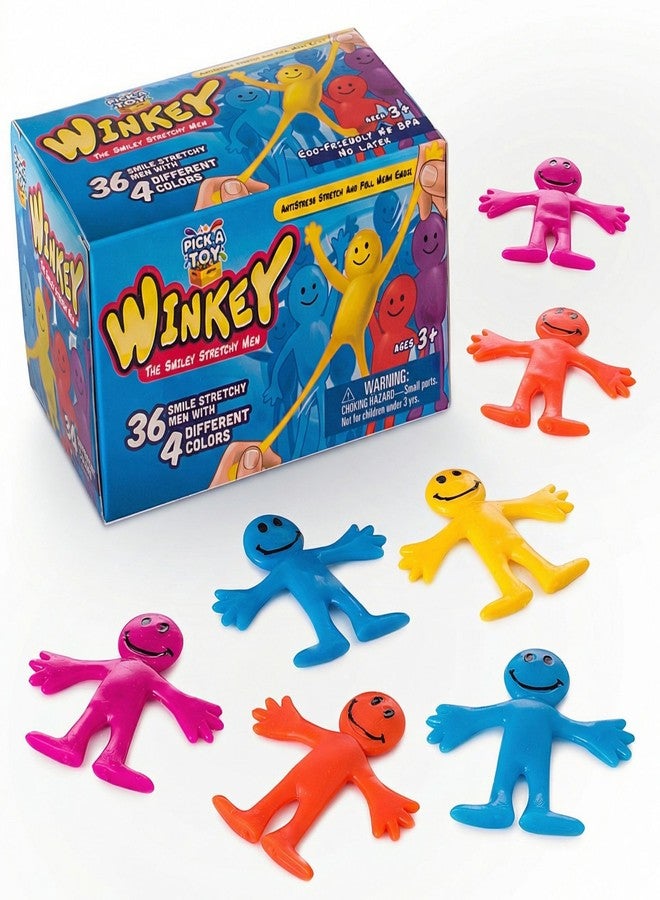 Pick A Toy Sticky Stretchy Happy Man Toy Party Favors for Kids: Rubber Sensory Toys Set of 36 - Classroom Small Prizes for Birthday Goody & End of Year Party Favors - Image 1