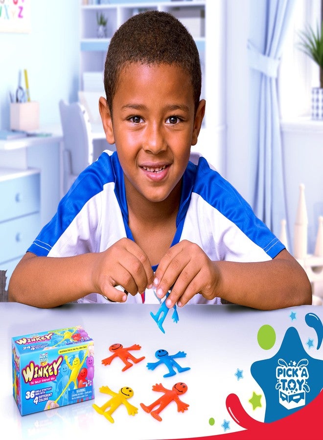 Pick A Toy Sticky Stretchy Happy Man Toy Party Favors for Kids: Rubber Sensory Toys Set of 36 - Classroom Small Prizes for Birthday Goody & End of Year Party Favors - Image 3