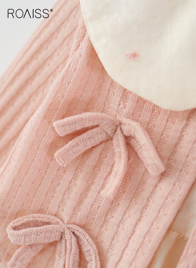 رويس فستان أنيق للفتيات الصغيرات، فستان طويل الأكمام بياقة دمية وخط A للفتيات الصغيرات، فستان مريح للبشرة وقابل للتنفس مع عقدة فيروزية ونقوش زهور، مناسب للارتداء اليومي والأنشطة الخارجية - Image 3