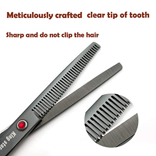 Kingstar 7.0in Titanium Professional dog Grooming Scissors set,Straight & Thinning & Curved scissors 4pcs set for Dog grooming Bright Black With Comb - Image 5