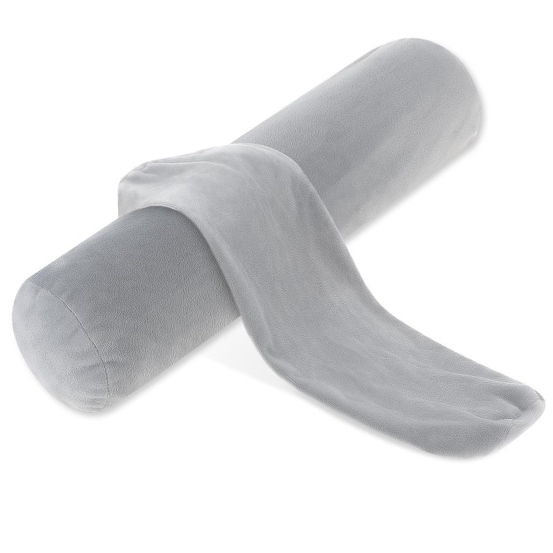 Prasacco 2 Pack Neck Roll Pillowcases 17x4 Inch Cylindrical Pillowcases with Zipper for Home Decor Grey