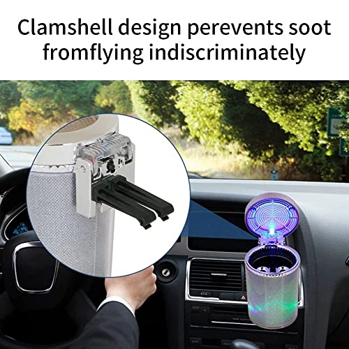 N.C Bosaidong Car Ashtray, Auto Ashtray With LED Light, Mini Car Trash Can, Portable Ashtray with Lid Suitable for Most Vehicles, Silver - Image 5