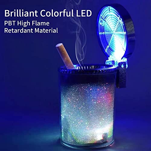 N.C Bosaidong Car Ashtray, Auto Ashtray With LED Light, Mini Car Trash Can, Portable Ashtray with Lid Suitable for Most Vehicles, Silver - Image 3
