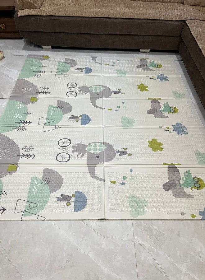 RGKJAS Printed Design Baby Playmat Folding Extra Large Track Design Bus Design and Giraffe Print Waterproof Portable Double Sided Non-Slip Reversible Kids Baby Toddler Outdoor Indoor (Elephant Design) - Image 5