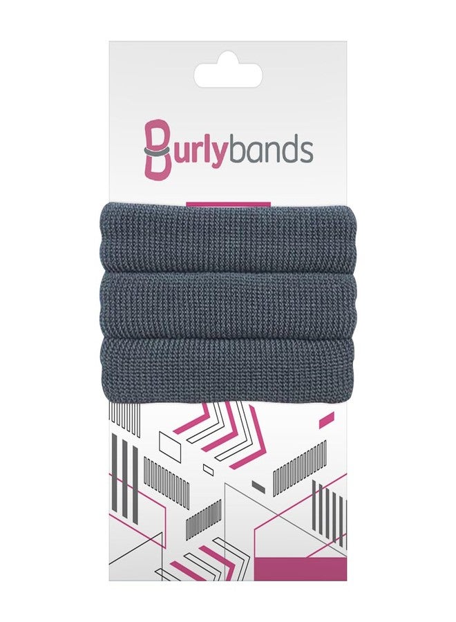 Burlybands Large Hair Ties for Thick, Heavy or Curly Hair - Non-Slip, Non-Damage, Seamless Women's Ponytail Scrunchies - Dk Gray, 3 Pcs - Image 1