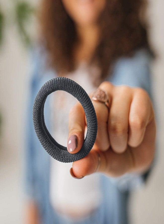 Burlybands Large Hair Ties for Thick, Heavy or Curly Hair - Non-Slip, Non-Damage, Seamless Women's Ponytail Scrunchies - Dk Gray, 3 Pcs - Image 4