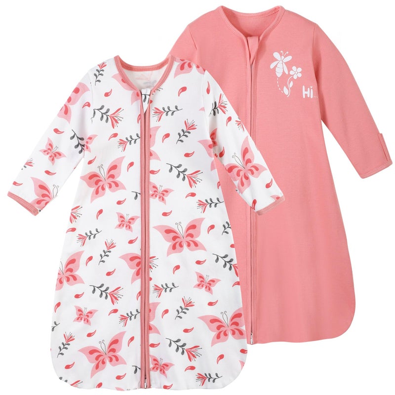 Yoofoss Baby Sleep Sack 612 Months Long Sleeve Wearable Blanket Baby 100 Organic Cotton 2Way Zipper 05 Tog Infants Sleeping Sack LightweightMedium