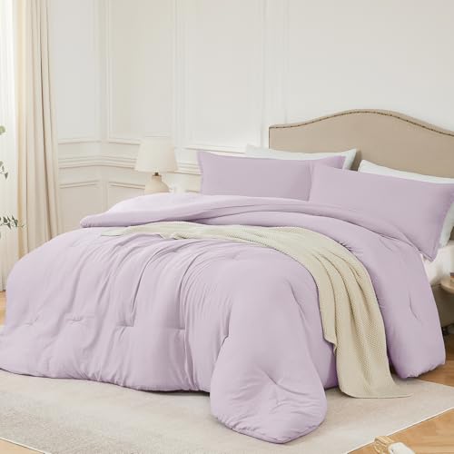 Quataly Queen Comforter Set Light Purple,3PCS Soft Lightweight Breathable Bedding Comforter for All Season, Queen Size(90''×90'' Comforter & 2 Pillowcases) - Image 1