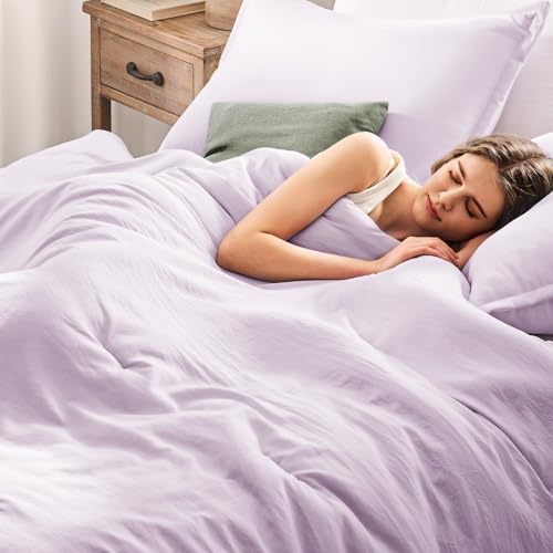 Quataly Queen Comforter Set Light Purple,3PCS Soft Lightweight Breathable Bedding Comforter for All Season, Queen Size(90''×90'' Comforter & 2 Pillowcases) - Image 4