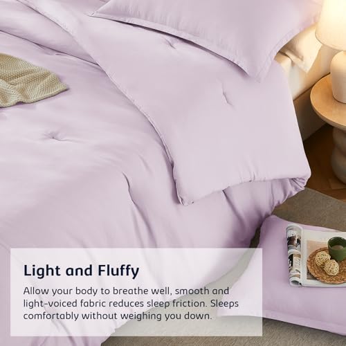 Quataly Queen Comforter Set Light Purple,3PCS Soft Lightweight Breathable Bedding Comforter for All Season, Queen Size(90''×90'' Comforter & 2 Pillowcases) - Image 5